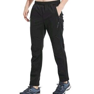 INBIKE Mens Winter Cycling Black Pants Windproof Fleece Lined Sports Trousers S